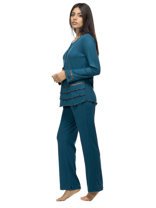 Zaboo Set Winter Women's Pajamas Blue