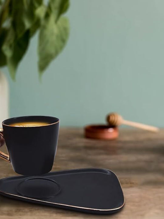 Tasse Kaffee aus Porzellan Schwarz 225ml