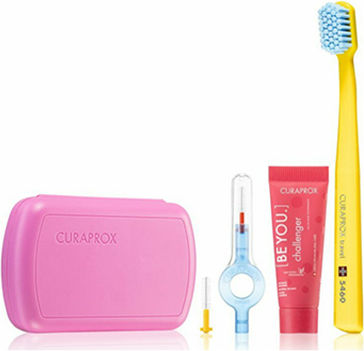 Curaprox Be You Travel Set Periuță de dinți Ultra moale Roz 1buc