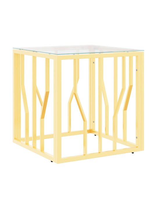 Square Side Table Glass Gold L50xW50xH50cm.