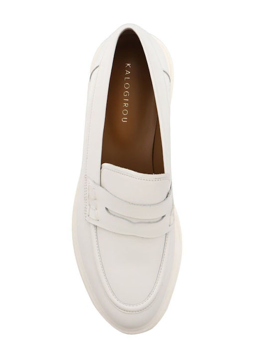 Δερμάτινα Ανδρικά Loafers Εκρού