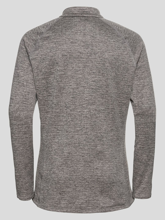 Μακριά Fleece Γυναικεία Ζακέτα με Φερμουάρ σε Γκρι Χρώμα
