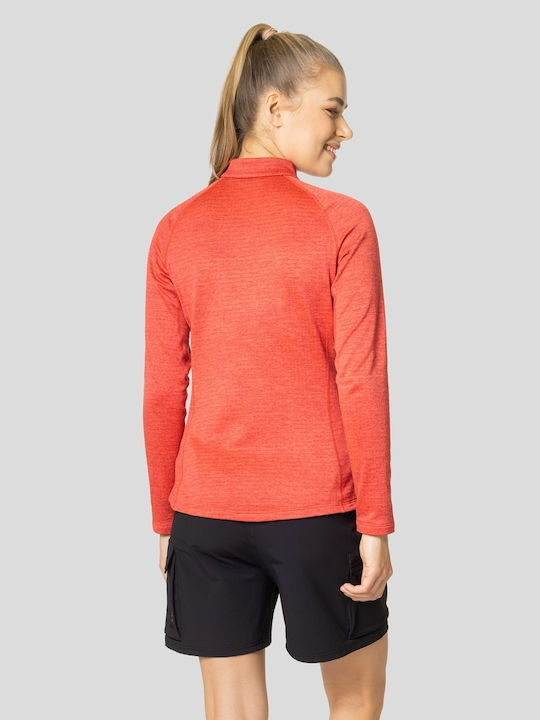Tencia Μακριά Fleece Γυναικεία Ζακέτα με Φερμουάρ σε Ροζ Χρώμα