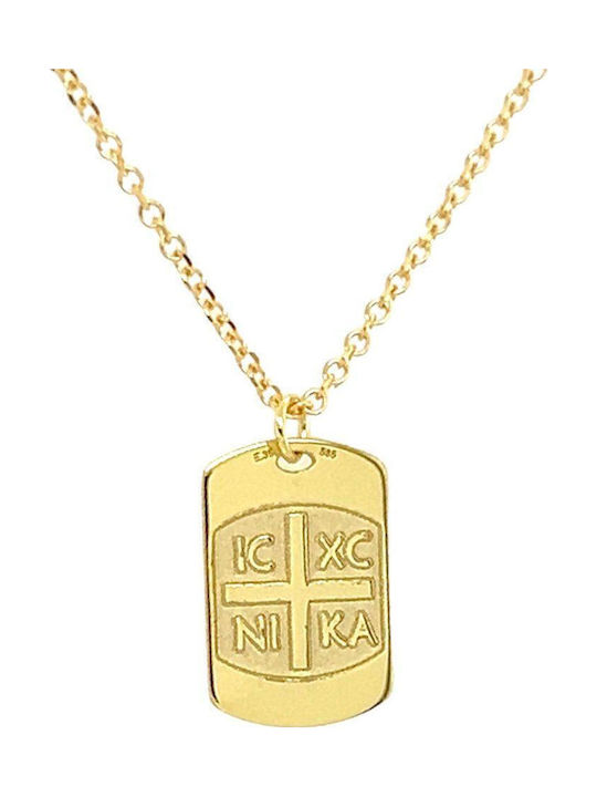 Xryseio Pendant Kids Talisman with Chain Konstantinato made of Gold 14K NK_ΧΚ4602