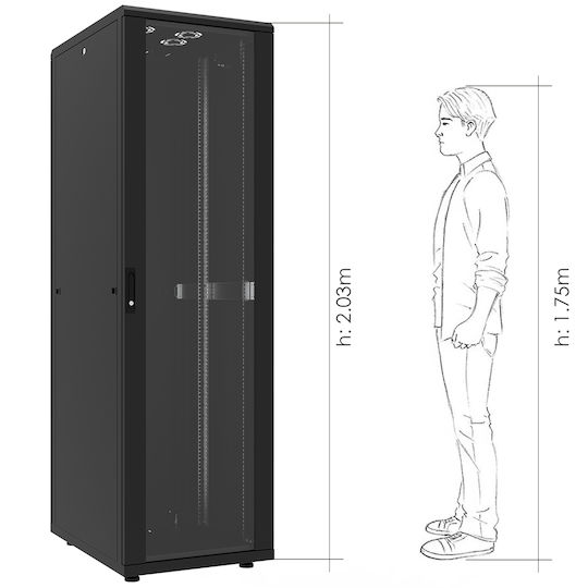 Canovate Επιδαπέδια Καμπίνα Rack 42U 60x80cm Μαύρο CSN-U-9-4268F