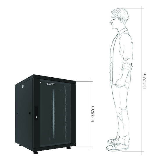 Canovate С крака Рак кабинет 16U 60x80см Черен CSN-U-9-1668A
