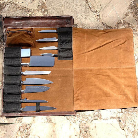 Tips Knives Case Fabric Brown leather bag with olive canvas