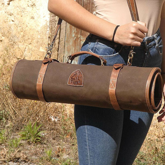 Tips Knives Case Fabric Brown leather bag with olive canvas
