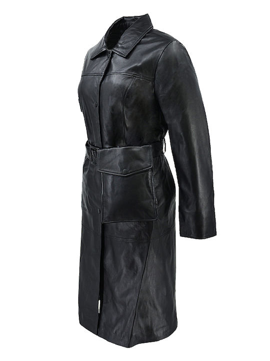 Leather Women's Black Coat