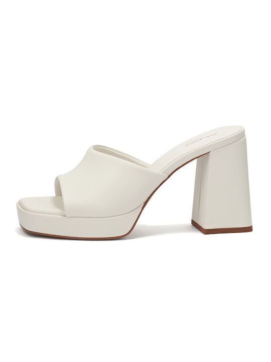 Aldo Chunky Heel Piele Mules White