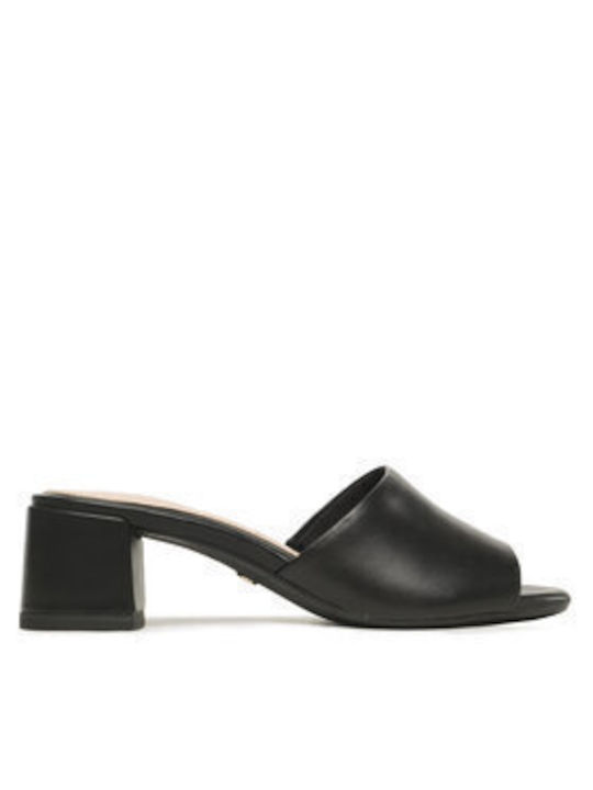 Tamaris Chunky Heel Piele Mules Black