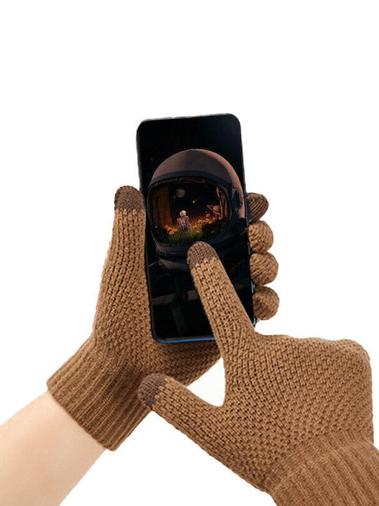 Men's Knitted Touch Gloves Brown