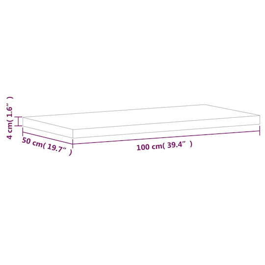 vidaXL Wood Countertop without Sink L100xW50xH4cm Beech