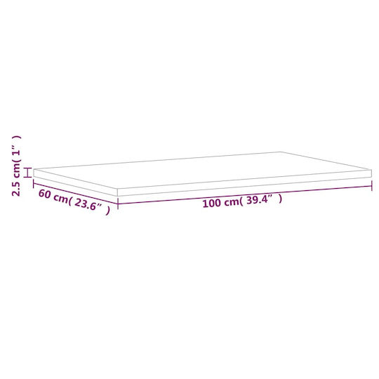 vidaXL Wood Countertop without Sink L100xW60xH2.5cm Beech wood solid wood