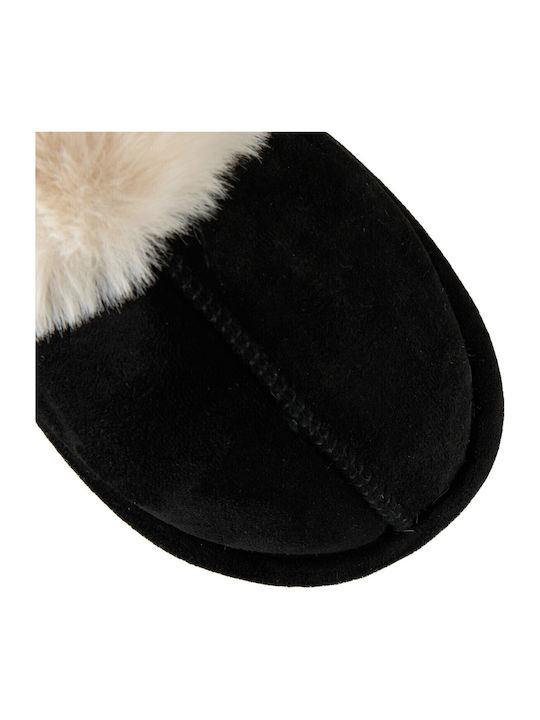 Winter Women's Slippers with Fur Black
