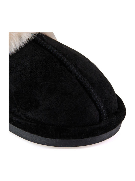 Winter Women's Slippers with Fur Black