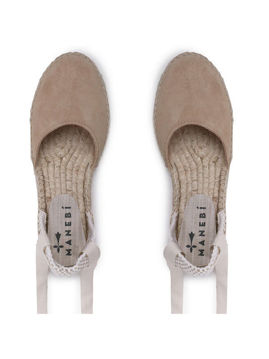 Manebi Flat Valenciana Wildleder Damen Espadrilles in Beige Farbe