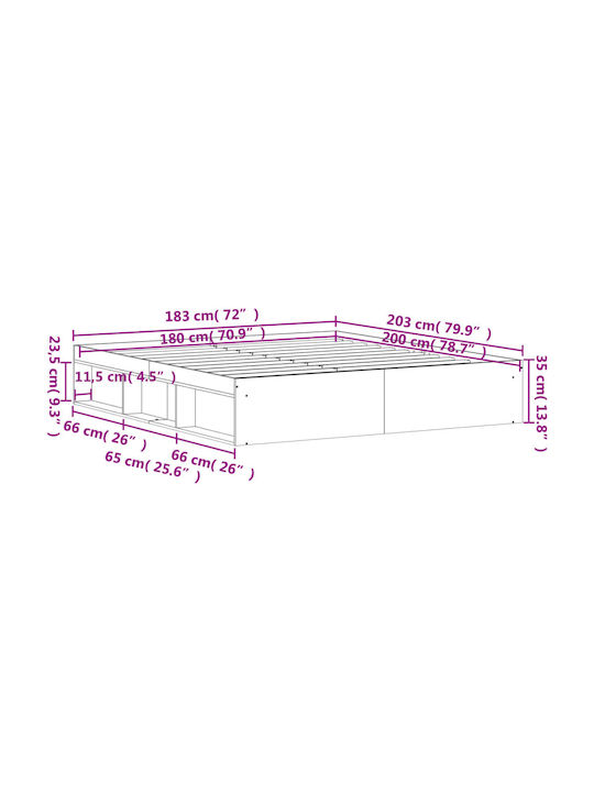 Suport Pat King Size Din Lemn Masiv Bej Cu Plăci Pentru Saltea 180x200cm