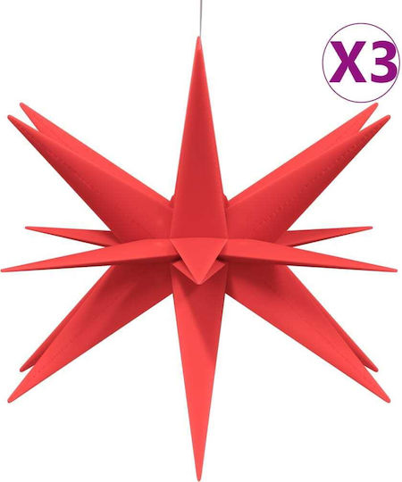 vidaXL Коледни украсителни Звезди Пластмасови Червен 29x43бр 3бр
