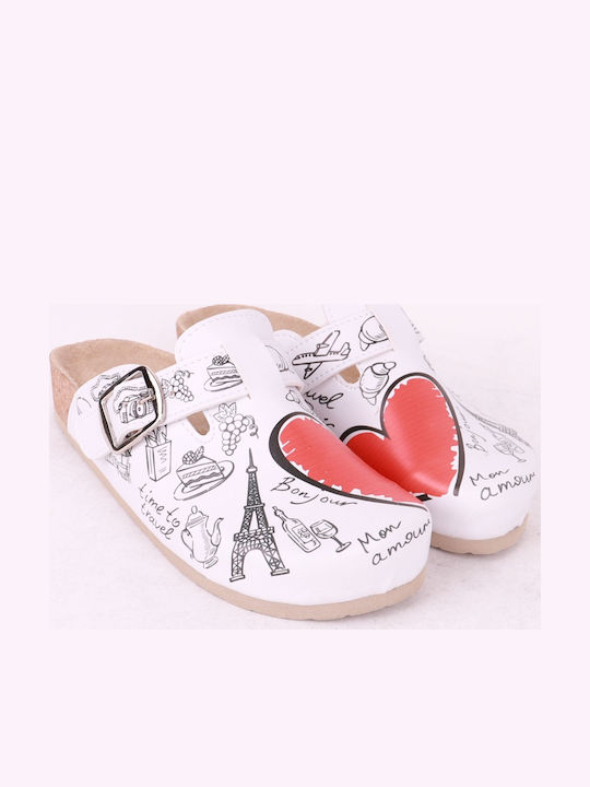 Comfort Way Shoes Γυναικεία Ανατομικά Σαμπό Λευκά