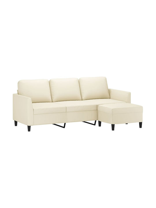 Three-Seater Artificial Leather Beige 200x77x80 cm