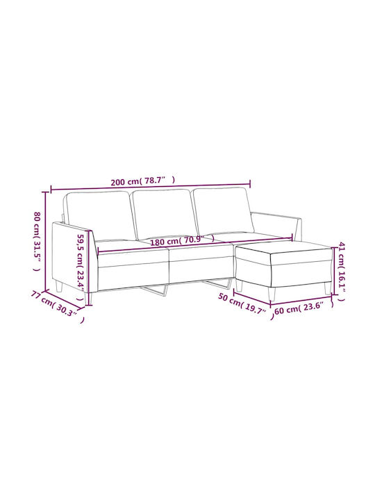 Three-Seater Artificial Leather Beige 200x77x80 cm