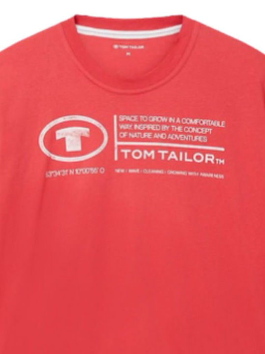 Tom Tailor T-shirt Bărbătesc cu Mânecă Scurtă RED