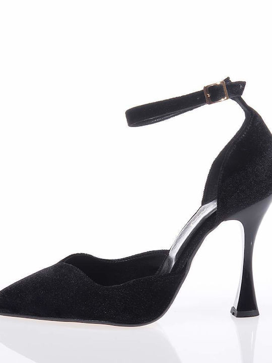 Beatris Black Heels with Strap