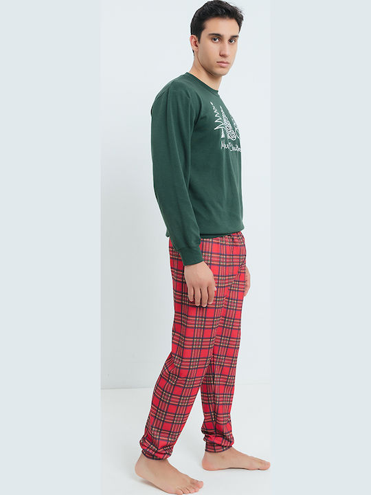 Odyssey Men's Winter Checked Pajamas Set Green