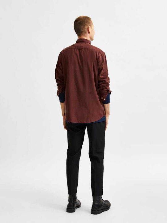 Selected Homme Men's Shirt Long Sleeve Bordeaux