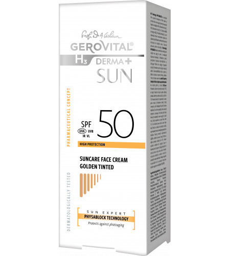 Gerovital H3 Derma+ Sun Αντηλιακή Κρέμα Προσώπου SPF50 με Χρώμα Golden 50ml