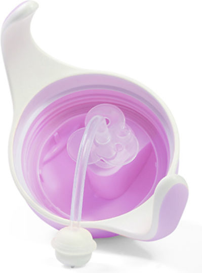 Babyono Baby Cup with Handles and Straw made of Silicone Purple 240ml for 6m+m+