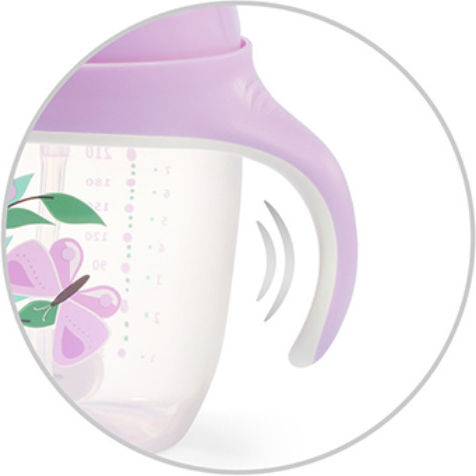 Babyono Baby Cup with Handles and Straw made of Silicone Purple 240ml for 6m+m+