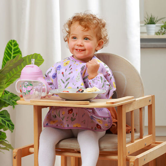 Babyono Baby Cup with Handles and Straw made of Silicone Purple 240ml for 6m+m+