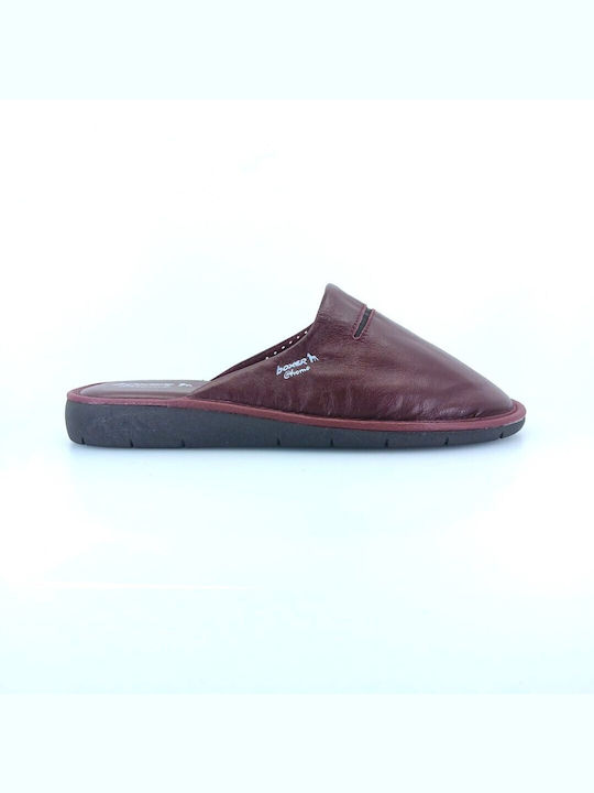 Boxer Men's Leather Printed Slippers Burgundy