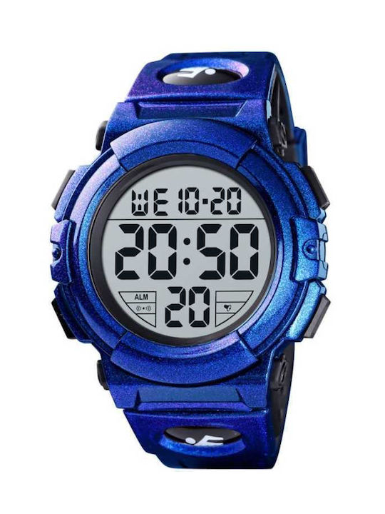 Skmei 1258 Digital Watch Battery with Rubber Strap Blue