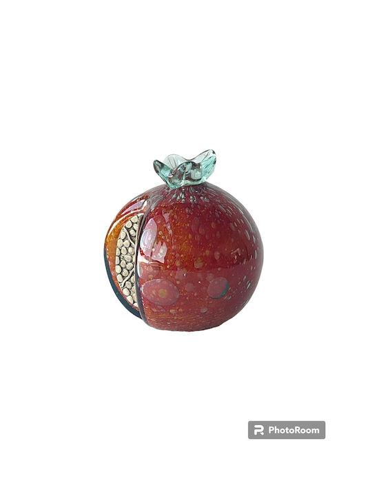 Στούντιο Τέχνης Αθάνατος Handmade Tabletop Lucky Charm Pomegranate Brown Honey made of Glass 8.5x9.5cm 1pcs