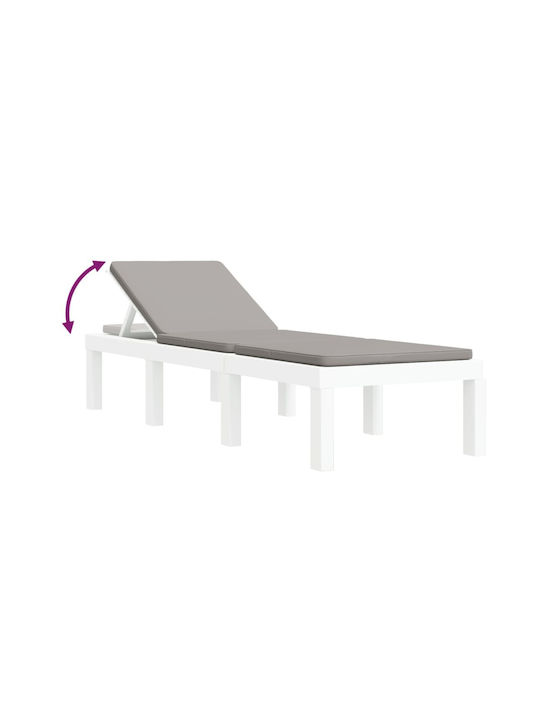Sunbed Single Plastic with Cushion White 65x65x32cm.