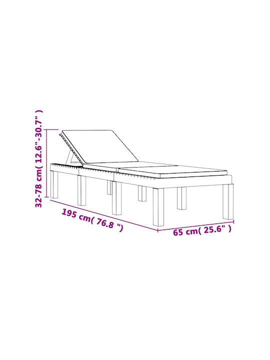 Sunbed Single Plastic with Cushion White 65x65x32cm.