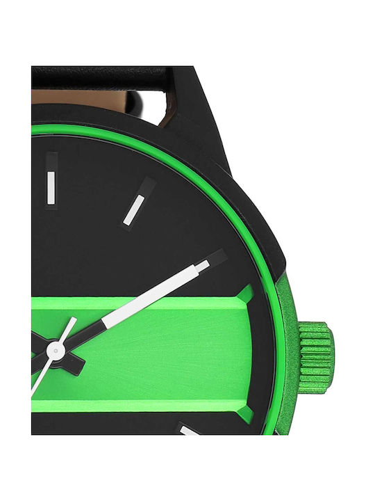 Oozoo Timepieces Watch Battery with Black Leather Strap