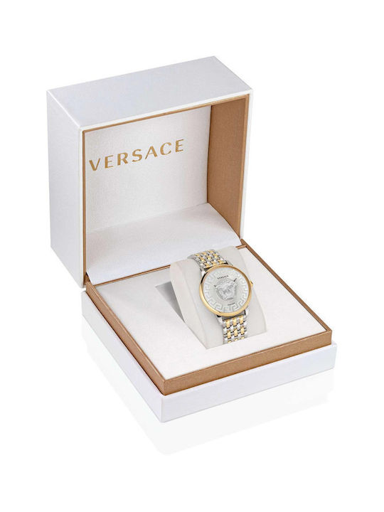 Versace Medusa Γυναικείο Ρολόι 38mm Μπαταρίας με Ασημί Μεταλλικό Μπρασελέ