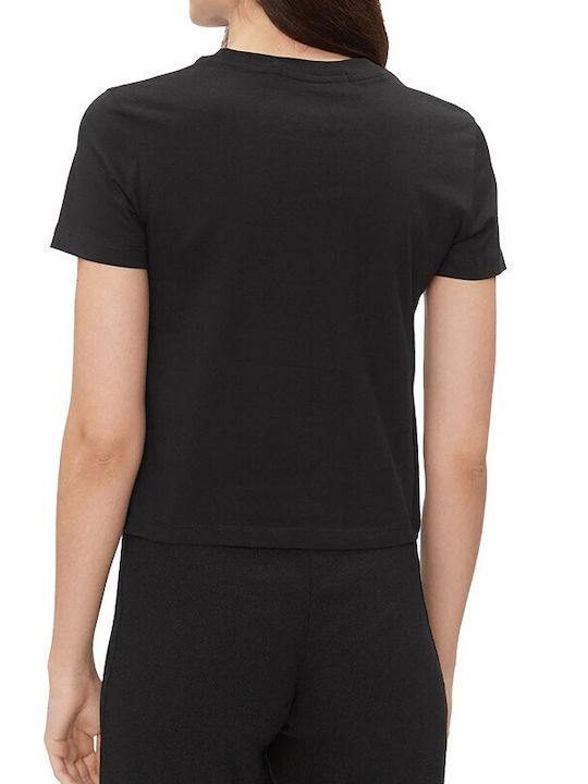 Calvin Klein Monologo Baby Damen Sportlich Crop T-shirt Black