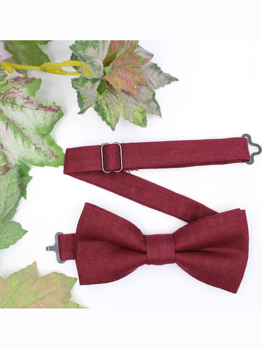JFashion Linen Handmade Bow Tie Burgundy JFashion Linen Handmade Bow Tie Burgundy