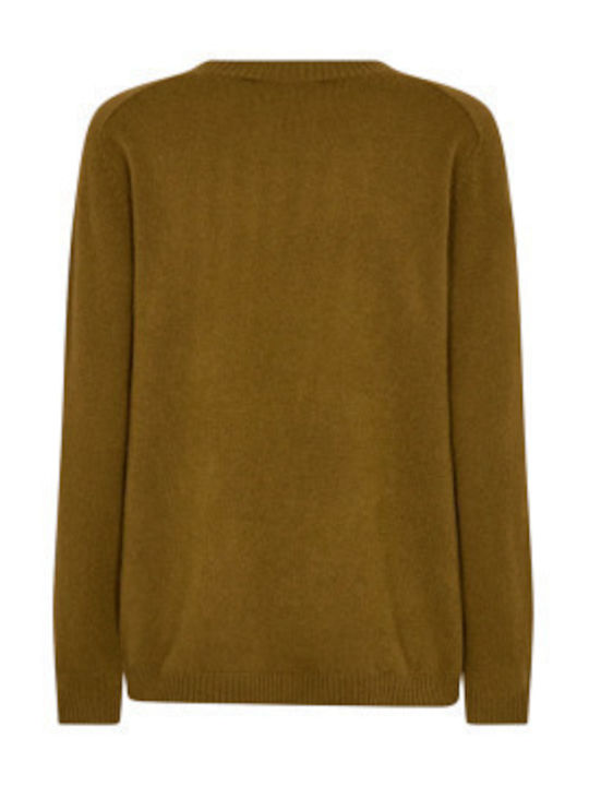 Arlie Women's Long Sleeve Sweater Woolen with V Neckline Green