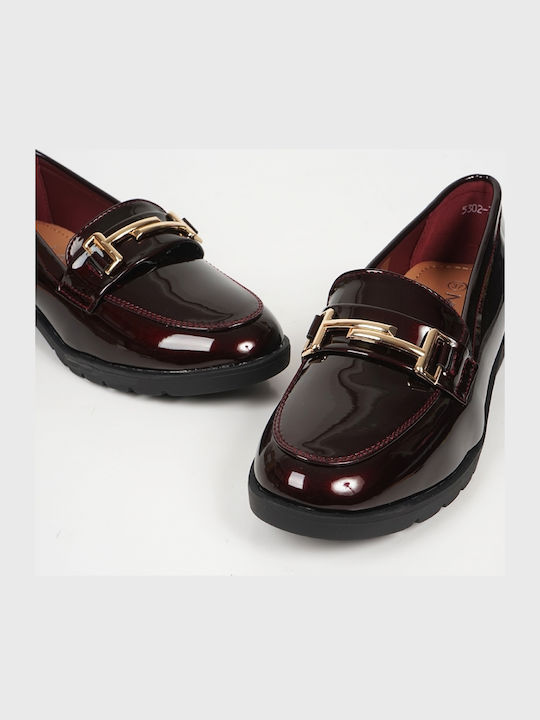 Mocasini dama în culoarea Burgundy