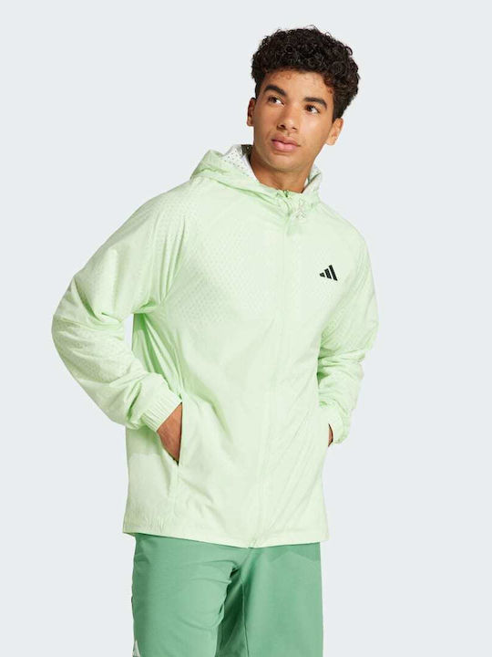 Adidas Jachetă cu fermoar pentru bărbați Verde