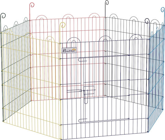 Pawhut Metallic Dog Park with 6 Panels 120x120x60cm Multicolour