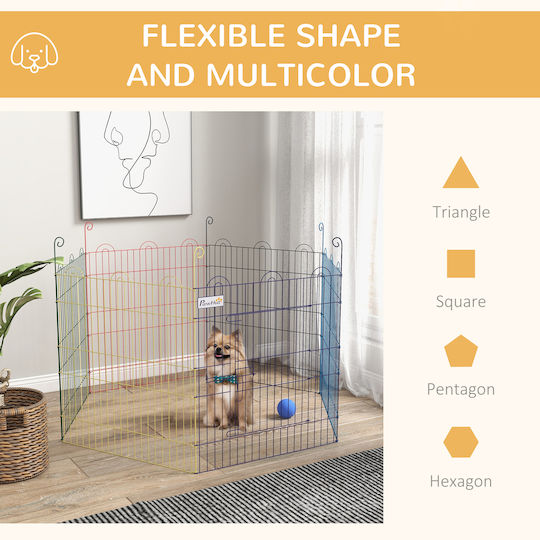 Pawhut Metallic Dog Park with 6 Panels 120x120x60cm Multicolour