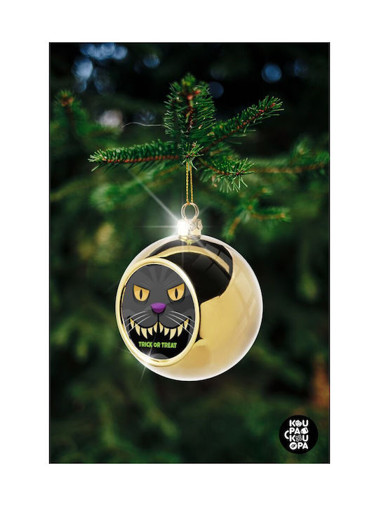 Halloween Christmas Cat Ornament Gold