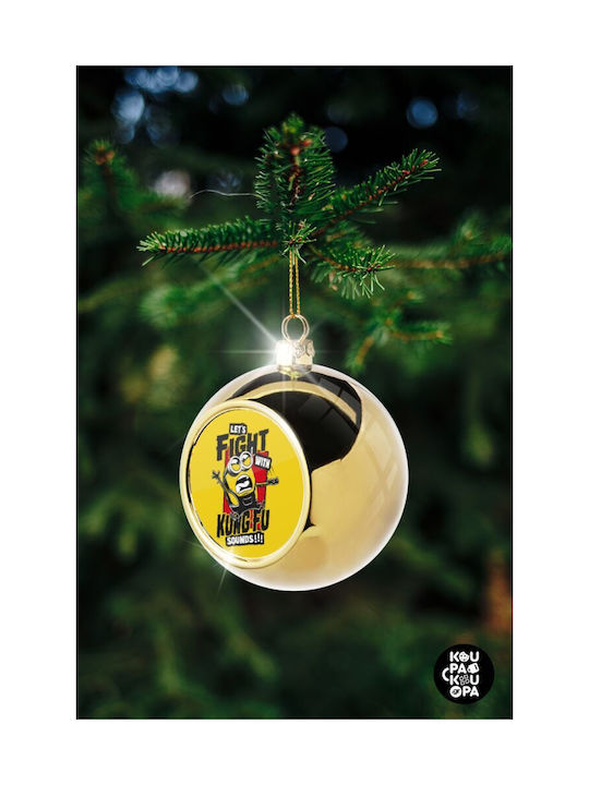 Minions Let's Fight With Kung Fu Sounds Christmas Ball Ornament Gold